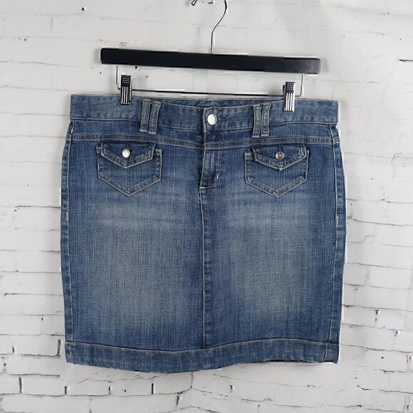 TOMMY HILFIGER BLUE DENIM MINI SKIRT SIZE 8 - Picture 1 of 9